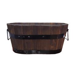 DeVault Enterprises 5 in. H X 12 in. W X 7 in. D Wood Planter with Handle Dark Oil Stain