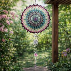 Spinfinity Designs Stainless Steel 14 in. Mandala Rose Wind Spinner Mini Set