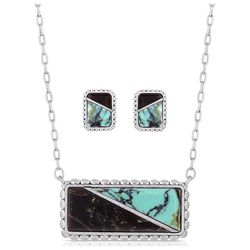 Montana Silversmiths Women's Double Essence Onyx and Turquoise Silver/Turquoise Jewelry Sets