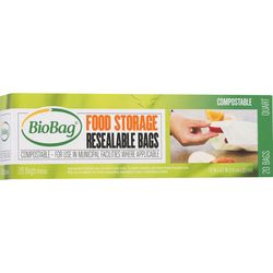 BioBag 1 qt Green Food Storage Bag 20 pk