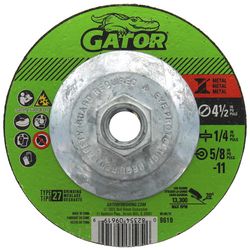 Gator 4-1/2 in. D X 5/8-11 in. X 1/4 in. thick Metal Grinding Wheel 1 pc