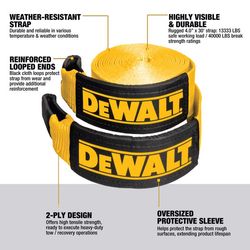 DeWalt 4 in. W X 30 ft. L Recovery Strap with Loops 13333 lb 1 pk