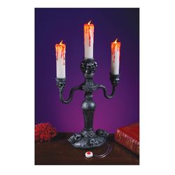 Fun World 14.13 in. LED LED Gothic Skull Candelabra Halloween Decor