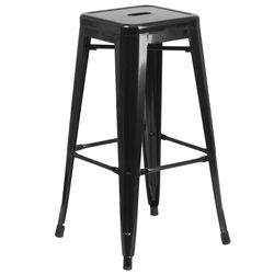 Flash Furniture 1 pc Black Galvanized Steel Industrial Bar Stool