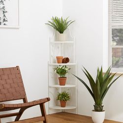 Glitzhome 52 in. H White Metal Plant Stand