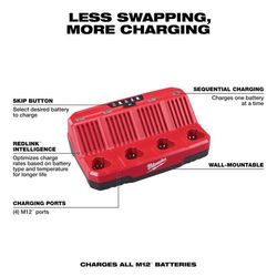 Milwaukee M12 12 V Lithium-Ion Four-Port Sequential Battery Charger 1 pk