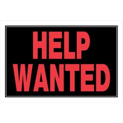 Hillman English Black Help Wanted Sign 8 in. H X 12 in. W