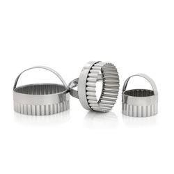 Harold Import Silver Stainless Steel Round Crinkle Cookie Cutter Set