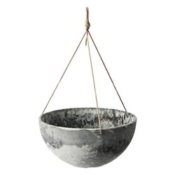 Algreen Acerra 21.7 in. H X 13.8 in. D Plastic Basket Hanging Bowl Planter Gray Marble