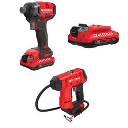 CRAFTSMAN V20 BRUSHLESS RP Impact Driver Kit with V20 2.0 Ah Battery with V20 Inflator