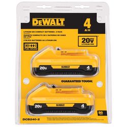 DeWalt 20V MAX DCB240-2 4 Ah Lithium-Ion Compact Battery 2 pc