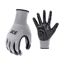 Ace Men's Indoor/Outdoor Coated Work Gloves Black/Gray M 1 pair