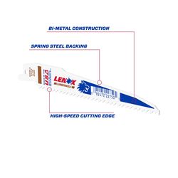 LENOX LUMBERWOLF 6 in. Bi-Metal Reciprocating Saw Blade 6 TPI 1 blade