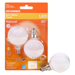 Sylvania Natural G16.5 E12 (Candelabra) LED Bulb Soft White 40 W 2 pk