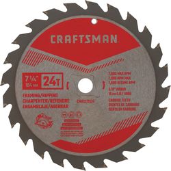 CRAFTSMAN 7-1/4 in. D X 5/8 in. Carbide Circular Saw Blade 24 teeth 1 pk