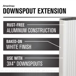 Amerimax 3 in. H X 4.25 in. W X 15 in. L White Aluminum K Downspout Extension