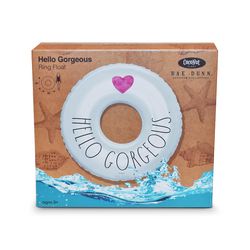 CocoNut Float Rae Dunn White Vinyl Inflatable Hello Gorgeous Pool Float Tube