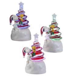 Roman Peanuts LED Multicolored Snoopy and Woodstock Swirl Tree Table Decor 3.5 in.