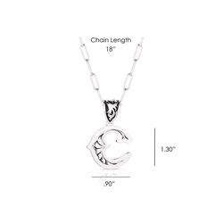 Montana Silversmiths Unisex Western Initial C Black/Silver Necklace