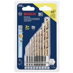 Bosch Impact Tough Assorted Titanium Nitride Drill Bit Set Hex Shank 9 pc