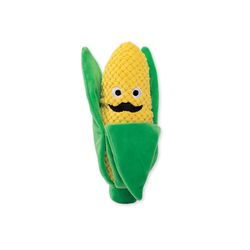 Pet Shop by Fringe Studio For Dog Green/Yellow Plush AWWW Shucks Dog Toy 1 pk