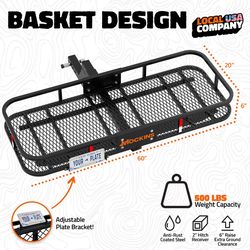 Mockins 60x20x6 Rasied Cargo Carrier w/ 20 CuFt Cargo Bag Cargo Carrier Set 1 pk