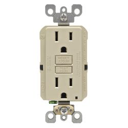 Leviton SmartlockPro 15 amps 125 V Duplex Ivory GFCI Outlet 5-15R 1 pk