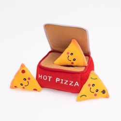 ZippyPaws Burrow For Dog Multicolored Plush Pizza Box Dog Toy 1 pk