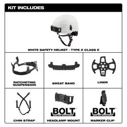 Milwaukee Bolt Ratchet Type II Class E Non-Vented Safety Helmet White