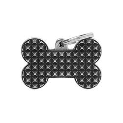 MyFamily Bronx Black Big Bone Studs Aluminum Dog Pet Tags