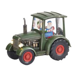 Roman Holiday LED Santa with Tractor Swirl Dome Table Decor 6.5 in.