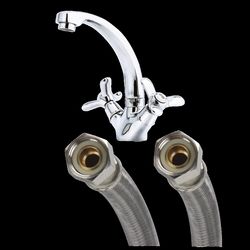 Fluidmaster 3/8 in. Compression in. X 3/8 in. D Compression 16 in. Braided Stainless Steel Faucet Su