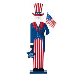 Glitzhome Patriotic/Americana Uncle Sam Porch Decor Fabric/Iron/MDF 1 pc