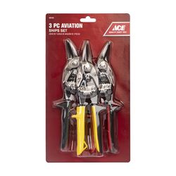 Ace 10 in. Chrome Vanadium Steel Aviation Snips Set 3 pk