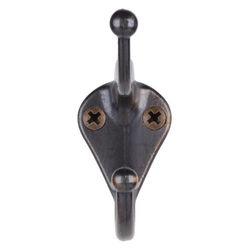 Ace 3 in. L Antique Brass Gold Brass Small Coat and Hat Hook 2 pk