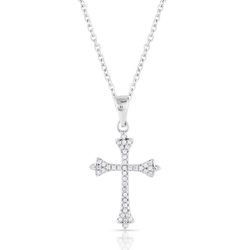 Montana Silversmiths Women's Crystal Cross Silver Necklace Water Resistant