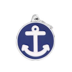MyFamily Charms Blue Anchor Metal Dog Pet Tags Large