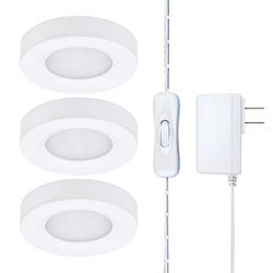 Birch Harbor Lighting White Plug-In LED Puck Light Kit 1 pk