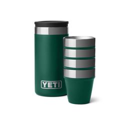 YETI Rambler 1.7 oz Black Forest Green Stainless Steel Packable Shot Glass Set