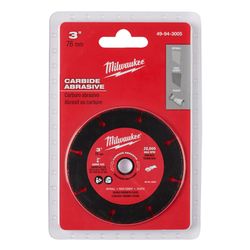 Milwaukee 3 in. D X 3/8 in. X 0.040 in. thick Carbide Abrasive Cut-Off Blade 1 pc