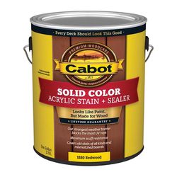 Cabot Solid Color Acrylic Stain & Sealer Solid Redwood Water-Based Acrylic Deck Stain 1 gal