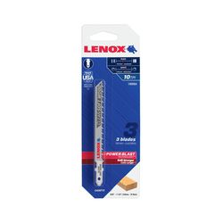 LENOX 4 in. Metal T-Shank Clean Soft Wood Jig Saw Blade 10 TPI 3 pk