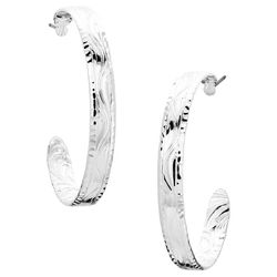 Montana Silversmiths Women's Timeless Elegance Chiseled Hoop Silver Earrings Water Resistant