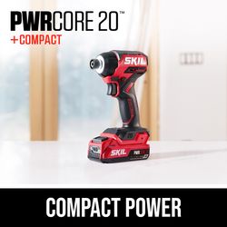 SKIL 20V PWR CORE 1/4 in. Cordless Brushed Compact Impact Driver Kit (Battery & Charger)