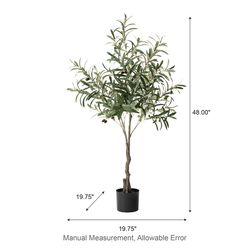 Glitzhome Faux Green Plastic 48 in. H X 20 in. L X 20 in. W Olive Tree Artificial Potted Plant