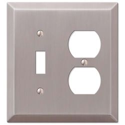 Amerelle Century Brushed Nickel 2 gang Stamped Steel Duplex/Toggle Wall Plate 1 pk