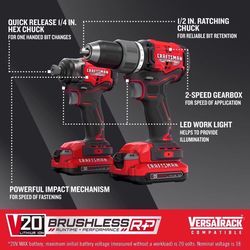 CRAFTSMAN V20 BRUSHLESS RP Cordless Brushless 2 Tool Combo Kit