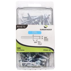 Surebonder 1/4 in. D X 1/4 in. Steel Rivets Silver 100 pc