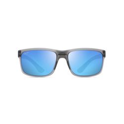 Maui Jim Pokowai Arch Sunglasses Unisex Translucent Matte Gray Frame Blue Hawaii Lens Polarized