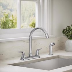 Sterling Passera Two Handle Polished Chrome Kitchen Faucet Side Sprayer Included